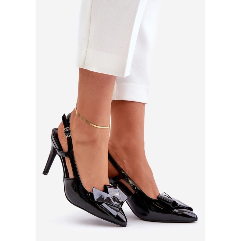 Salto alto envernizado Auroravia preto com salto aberto 1 Salto alto envernizado Auroravia preto com salto aberto 1