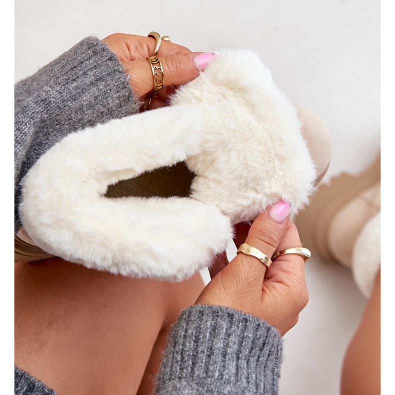 Armadilhas femininas com cadarço e pele, bege claro Vamínia 2