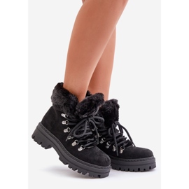 Armadilhas femininas com cadarço e pele, Vamínia Preta preto 1 Armadilhas femininas com cadarço e pele, Vamínia Preta preto 1