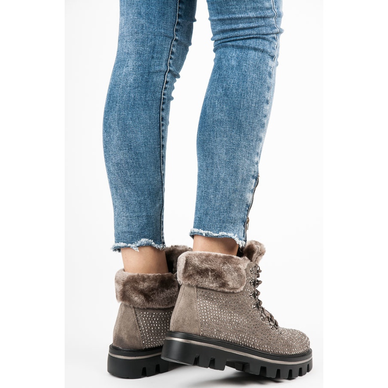 Kylie Botas estilosas com protetor marrom 1