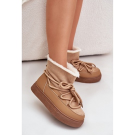 Botas femininas de neve com plataforma isoladas com pele de camelo Aziara bege 1 Botas femininas de neve com plataforma isoladas com pele de camelo Aziara bege 1