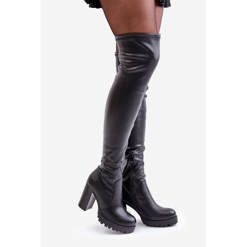 Botas acima do joelho com salto alto, Preto Nelothiel 1 Botas acima do joelho com salto alto, Preto Nelothiel 1