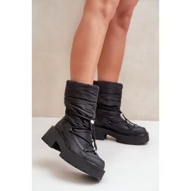 Botas de neve femininas Seandriel pretas com plataforma e salto plano preto 2