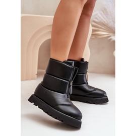 Botas pretas de couro para neve com plataforma Eco com zíper Resisia preto 2
