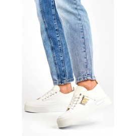 Tênis de cano baixo com sola grossa, branco LY100W 2