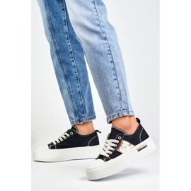 Tênis de cano baixo com sola grossa, preto LY100B 1