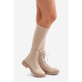 Botas slip-on Iranel bege com cano em meia 1