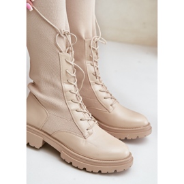 Botas slip-on Iranel bege com cano em meia 2