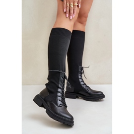 Botas pretas Iranel slip-on com cano em meia preto 2