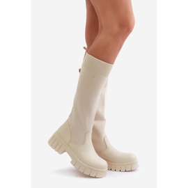 Botas Mesidra Mesidra bege claro com cano flexível e salto plano 1