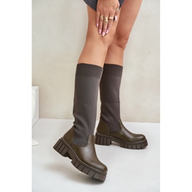 Botas com cano flexível e salto plano, Mesidra verde escuro 2