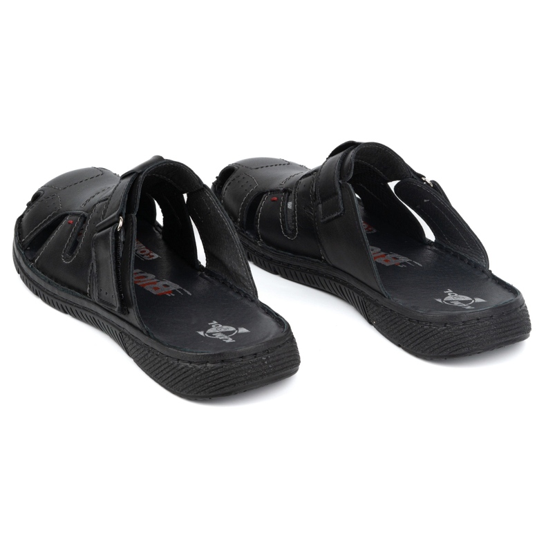 Chinelos de couro masculino KAMPOL Polskie stogie 221KAM preto 3