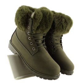 Botas de madeira verde quente com pele 2