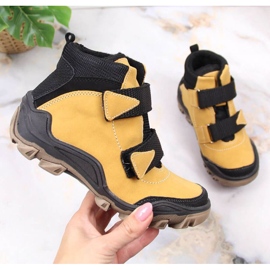 Kornecki Jr KOR6394E Botas isoladas em camelo com velcro amarelo 1