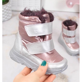 Botas de neve impermeáveis ​​com membrana de velcro Kornecki KOR6895B rosa 1