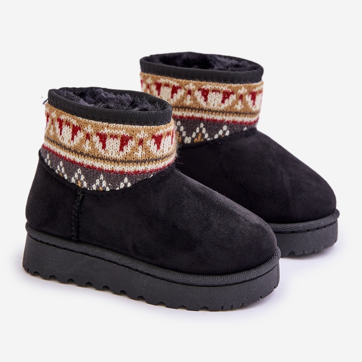 Botas infantis de neve com estampa, forradas com pele, Mirirae preta preto 1