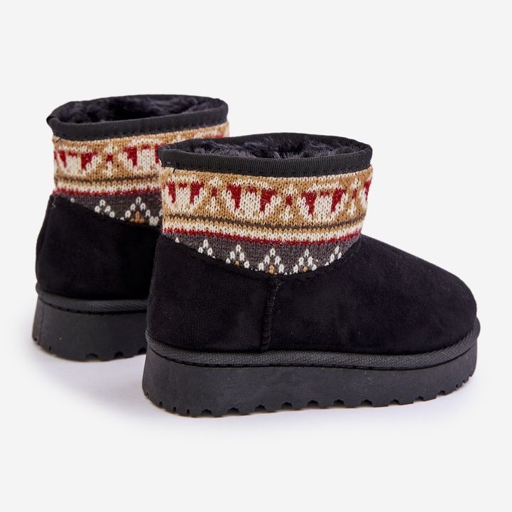 Botas infantis de neve com estampa, forradas com pele, Mirirae preta preto 2