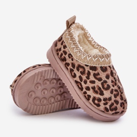 Botas infantis de neve com estampa de leopardo na plataforma, quentes com pelo, marrom Vilabria bege 2