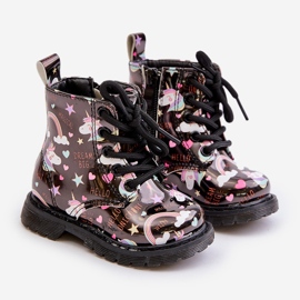 Botas infantis isoladas com zíper Unicórnios pretos Tiptop 1