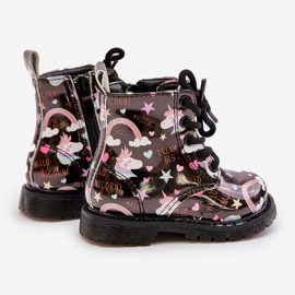 Botas infantis isoladas com zíper Unicórnios pretos Tiptop 2