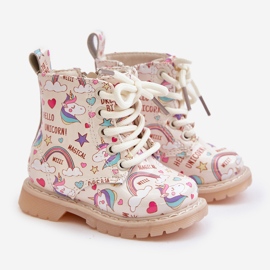 Botas infantis isoladas com zíper unicórnios bege tiptop 1