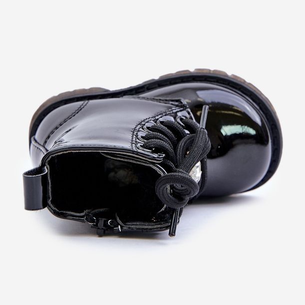 Botins infantis isolados com ursinho de pelúcia e zíper, Preto Enchanta 2