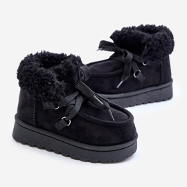 Botas de neve infantis Adelane pretas isoladas com pele preto 1