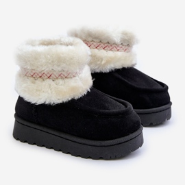 Botas infantis de neve com pele e estampa, Black Melefia preto 1