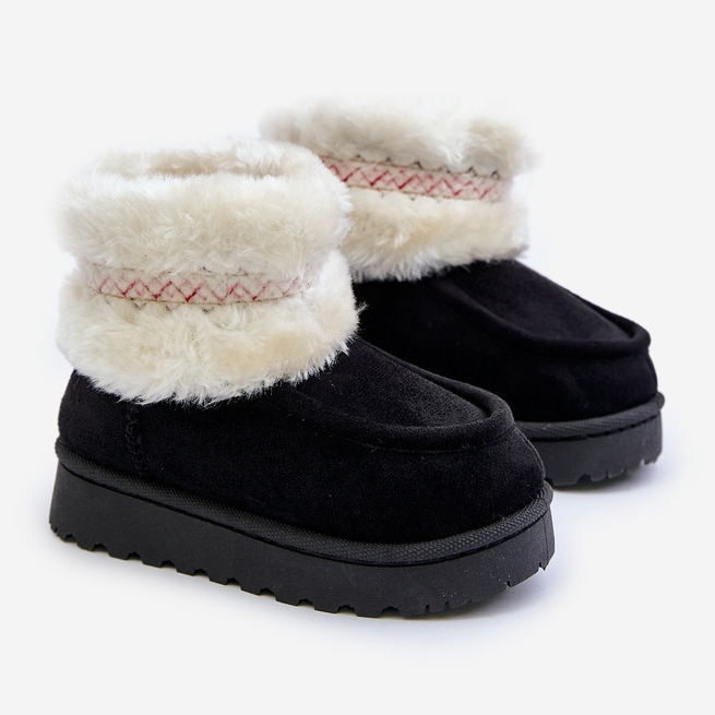 Botas infantis de neve com pele e estampa, Black Melefia preto 1