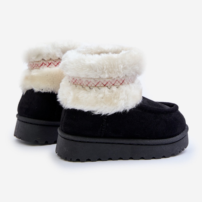 Botas infantis de neve com pele e estampa, Black Melefia preto 2