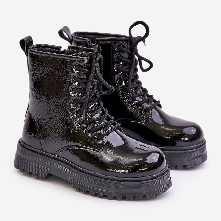 Botas envernizadas isoladas para menina com zíper preto Novita preto 1 Botas envernizadas isoladas para menina com zíper preto Novita preto 1