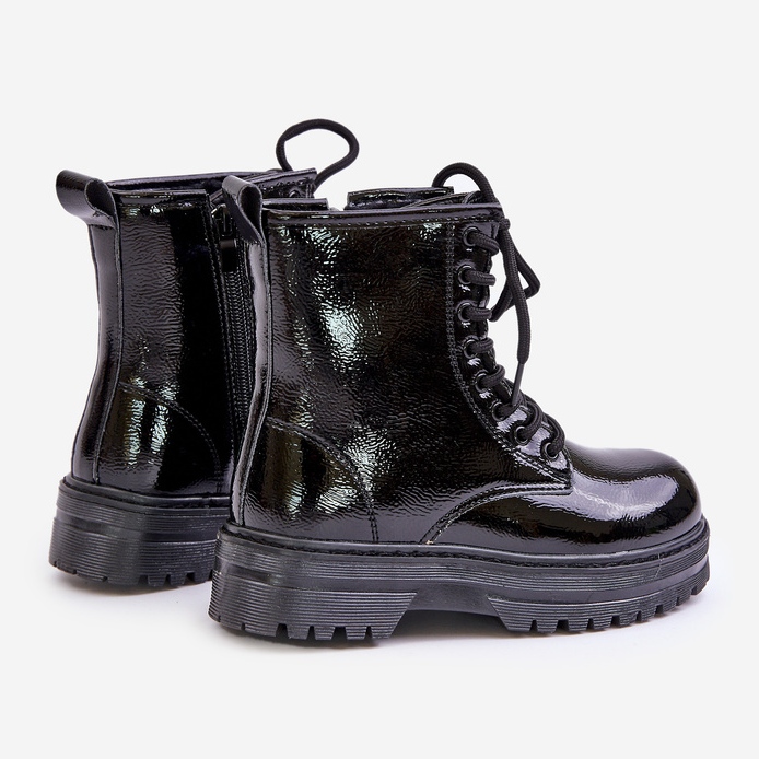 Botas envernizadas isoladas para menina com zíper preto Novita preto 2 Botas envernizadas isoladas para menina com zíper preto Novita preto 2