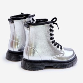 Botas isoladas femininas, prata envernizada, com zíper, Novita 2