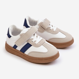 Tênis infantil com velcro branco e azul Tromella 1