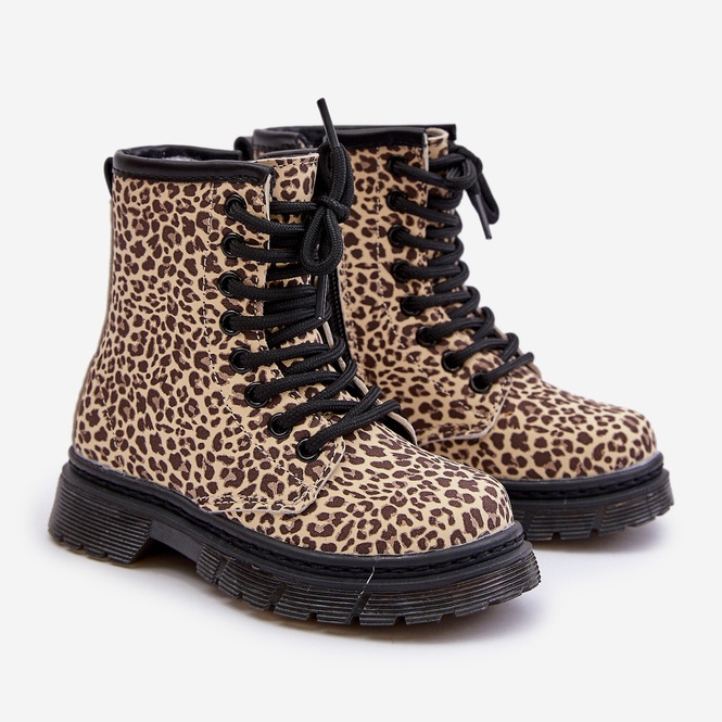 Botas de leopardo isoladas para menina, Bege Nelanna 1