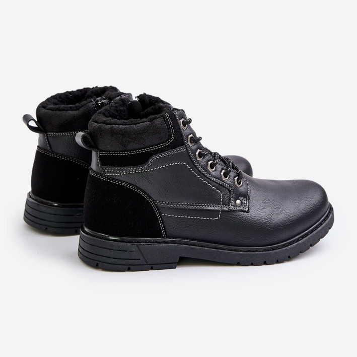 Caçadores isolados masculinos em couro ecológico, preto Venredia 1