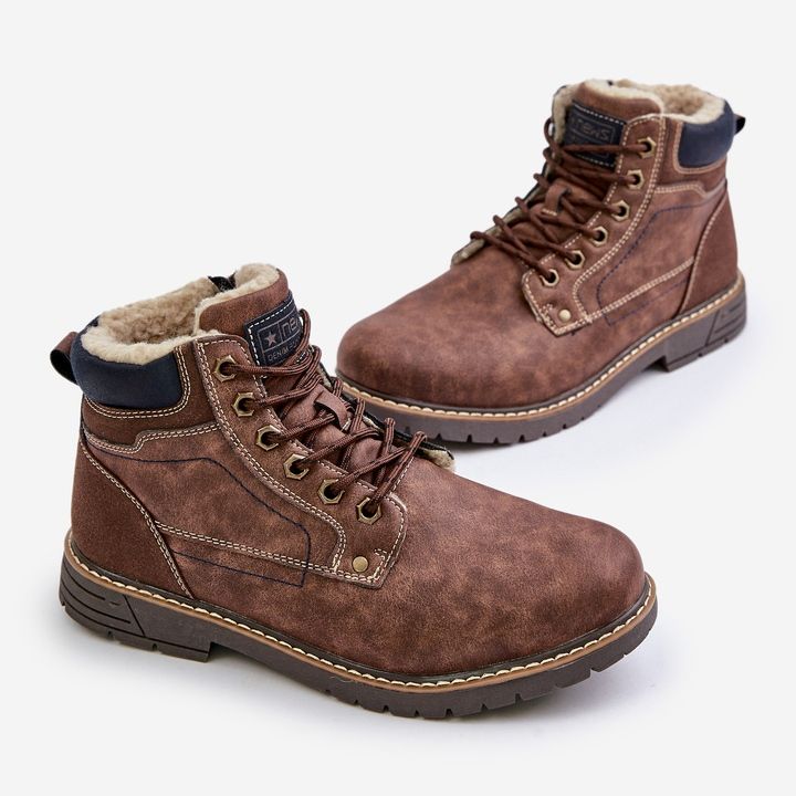 Caçadores isolados masculinos em couro ecológico, marrom Venredia 2