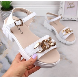 Sandálias de pele com corrente Filippo W DS4614 branco 1