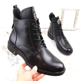 Bota com cadarço e zíper Potocki W WOL171B preta preto 1