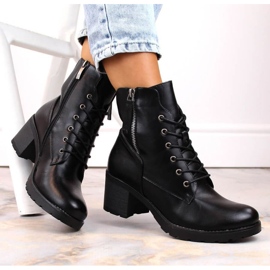 Potocki W WOL177A botins de salto alto e plataforma, preto 2