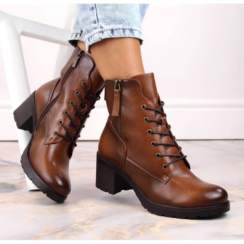 Potocki W WOL177B botins camel de salto alto e plataforma castanho 2