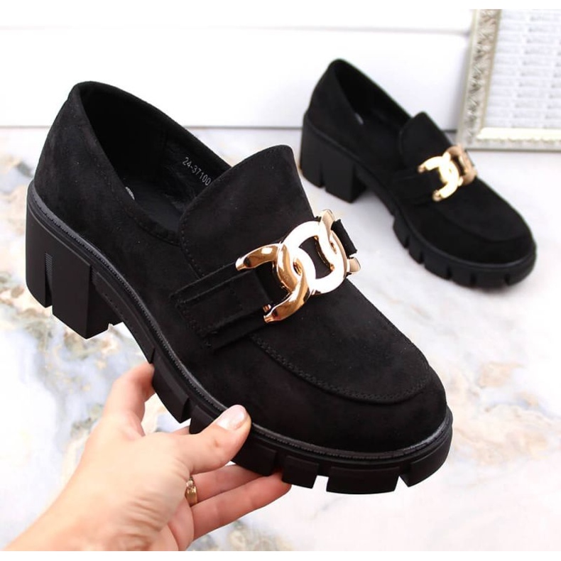 Mocassim Vinceza W JAN250 em camurça e salto alto, preto 1