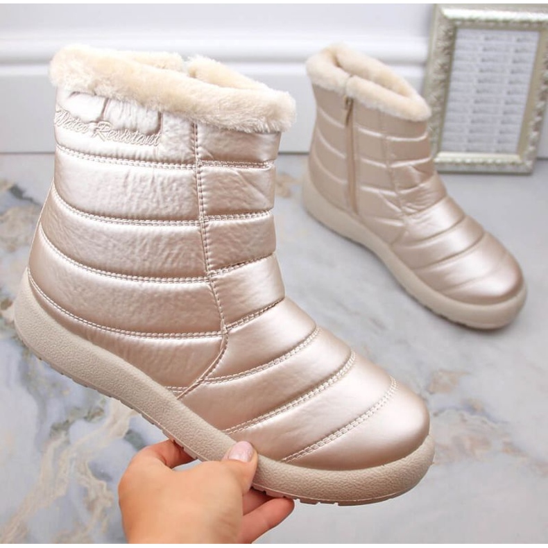 Botas de neve impermeáveis ​​patenteadas News W EVE181E bege 1