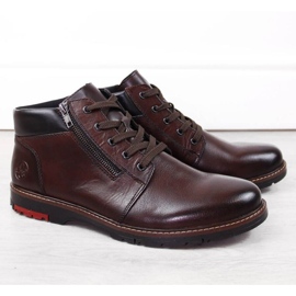 Botas confortáveis ​​de couro com isolamento de lã Rieker M RKR625 castanho 1