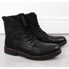 Botas de couro isoladas com lã Rieker M RKR296A pretas preto 1