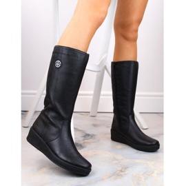 Botas impermeáveis ​​de couro isoladas com lã de ovelha Rieker W RKR237B preto 1
