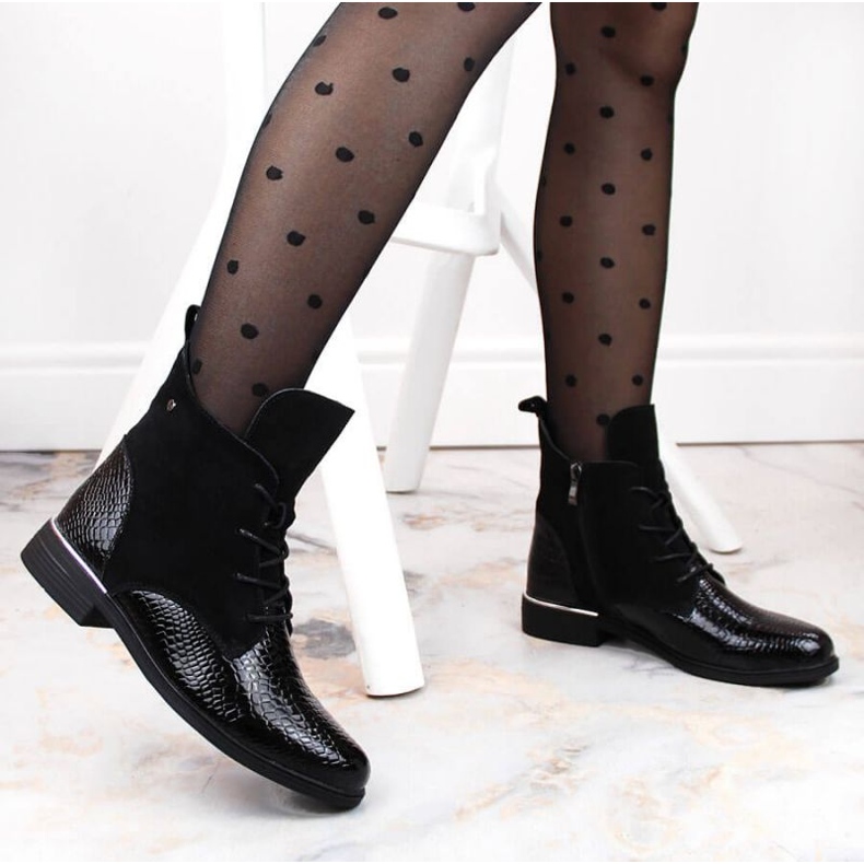 Filippo W PAW476 botas pretas com isolamento de couro envernizado preto 2