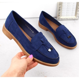 Vinceza W JAN281 sapatos de camurça azul com salto baixo 1