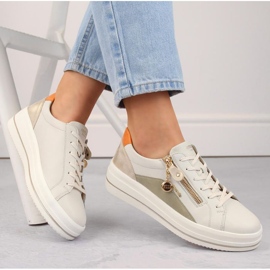 Rieker Sapatos confortáveis ​​de couro Remonte W RKR676, bege 1