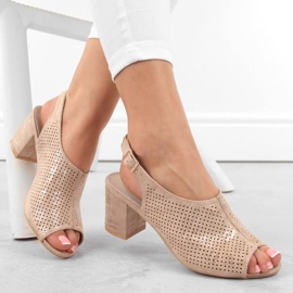 Sandálias de salto alto em camurça Potocki W WOL156C, bege 2